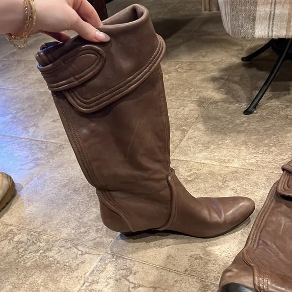 Leather Tan Wedge Boots - Picture 5 of 8